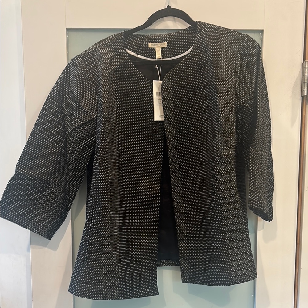 Eileen Fisher Black and White Blazer with 3/4 Sleeves
